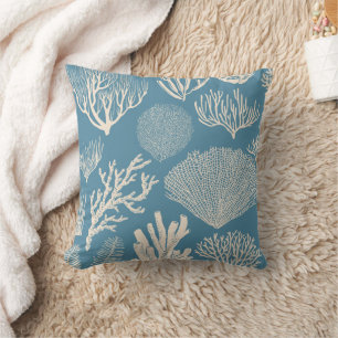 Korallenriff in blauem Set Kissen