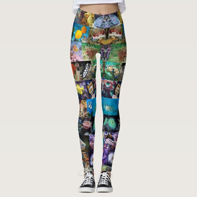 Korallenriff — Leben in der Marine: Fische und Tie Leggings (Vorderseite)