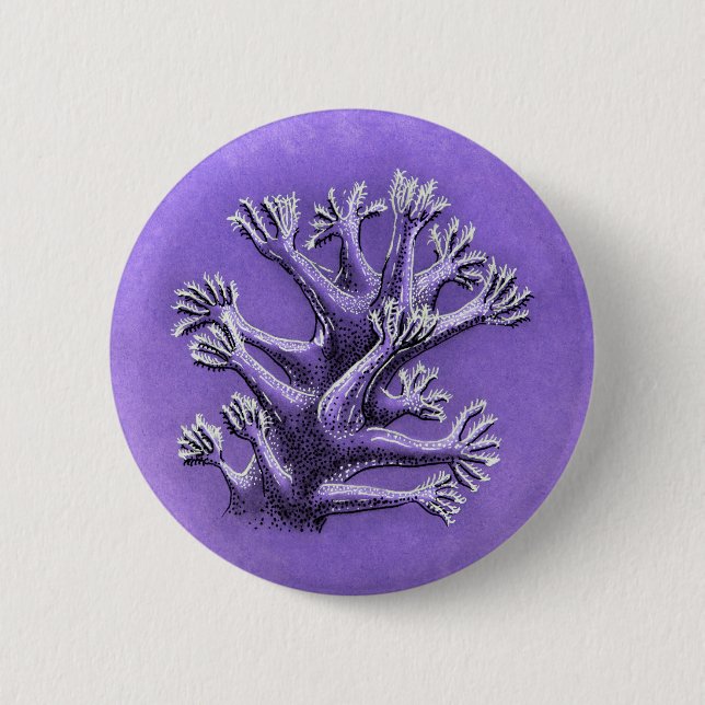 Korallenriff Lila Meeresbiologie Kunst Button (Vorderseite)