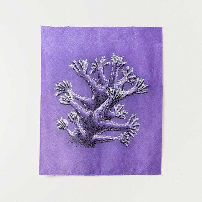 Korallenriff Lila Meeresbiologie Kunst Wandteppich (Vorderseite)