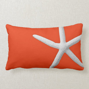 Korallenriff Orange Tropical White Starfish Beach Lendenkissen