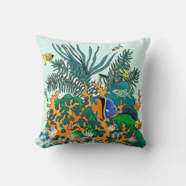 Korallenriff Tropisches Aquarium - Illustration Kissen