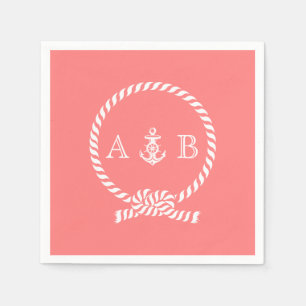 Korallenriff und Anker Mit Monogramm Serviette