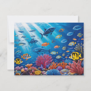 Korallenriff und tropische Fischbestände Postkarte