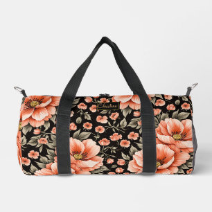 Korallenriffe auf Schwarz-Weiß-Blume Duffle Bag