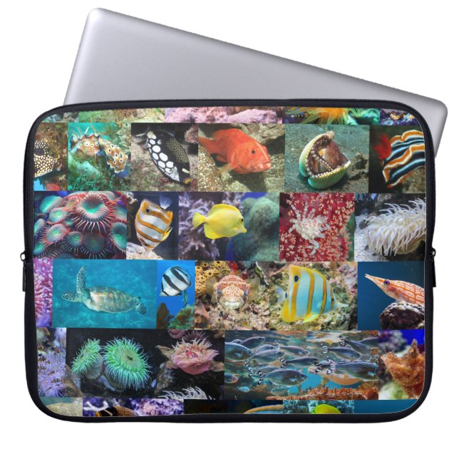 Korallenriffe Meeresfische und Tierwissenschaftler Laptopschutzhülle (Vorderseite)
