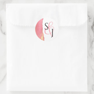 Korallenrosa Aufkleber für Mit Monogramm Gastgesch