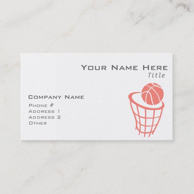 Korallenrosa Basketball Visitenkarte (Vorderseite)