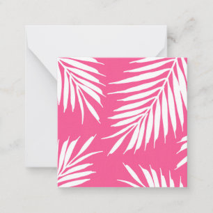 Korallenrosa, Blätter aus weißem Acrylpalm Mitteilungskarte