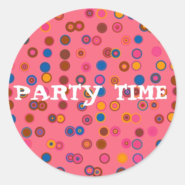 Korallenrosa Blegum geometrische Party Zeit Runder Aufkleber (Vorderseite)
