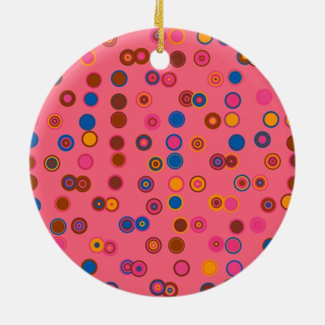 Korallenrosa Blegum geometrisches Kreismuster Keramik Ornament (Hinten)