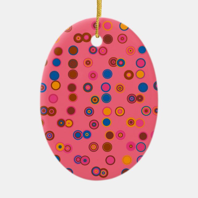 Korallenrosa Blegum geometrisches Kreismuster Keramikornament (Vorne)