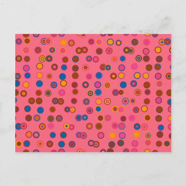 Korallenrosa Blegum geometrisches Kreismuster Postkarte (Vorderseite)