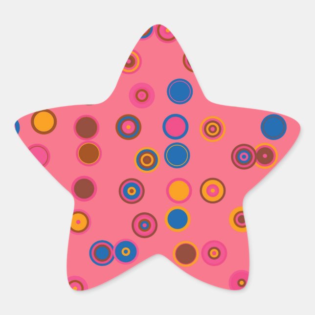 Korallenrosa Blegum geometrisches Kreismuster Stern-Aufkleber (Vorderseite)