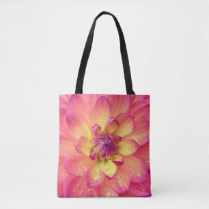 Korallenrosa Dahlienblüte Tasche