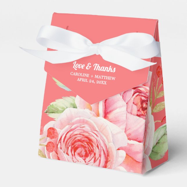 Korallenrosa Gastgeschenk Hochzeiten Geschenkschachtel (Vorderseite)