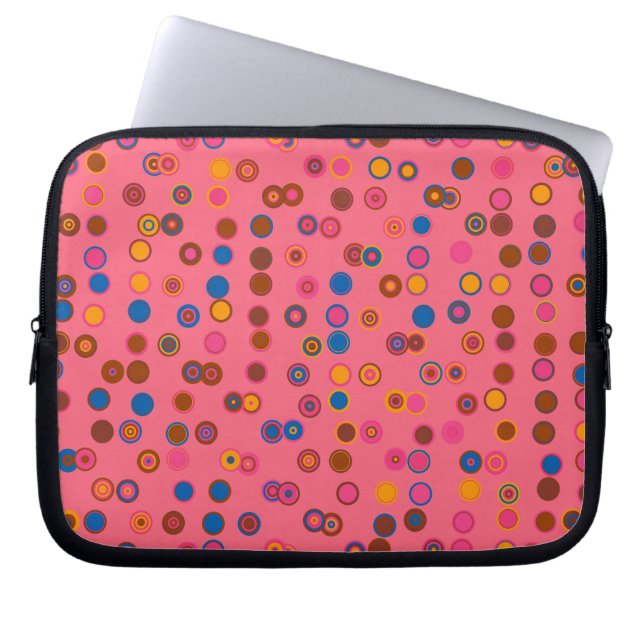 Korallenrosa geometrische Kreise Kaugummi Laptopschutzhülle (Vorderseite)
