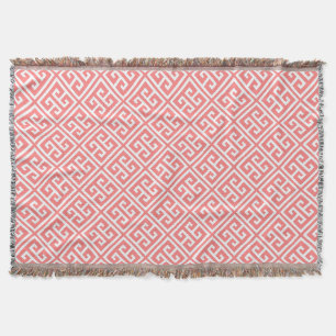 Korallenrosa Griechisches Schlüsselmuster Decke
