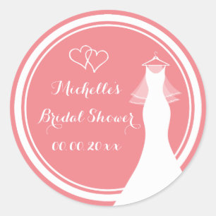 Korallenrosa Hochzeitskleid Brautparty Aufkleber