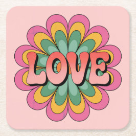 Korallenrosa LIEBE Rosa Untersetzer Set