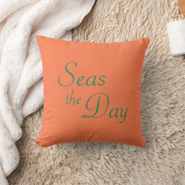 Korallenrosa & Meergrün "Seas the Day" Kissen (Decke)