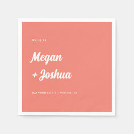 Korallenrosa Minimalistische Skripthochzeit Serviette