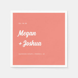 Korallenrosa Minimalistische Skripthochzeit Serviette