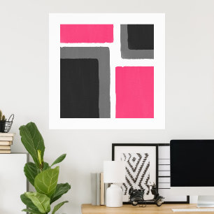 Korallenrosa Minimalistischer schwarzer Farbblock Poster