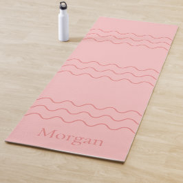 Korallenrosa moderne Wellenlinien mit individuelle Yogamatte