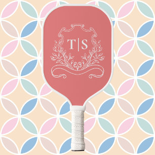 Korallenrosa Monogramm Initial Girly Klassisches W Pickleball Schläger