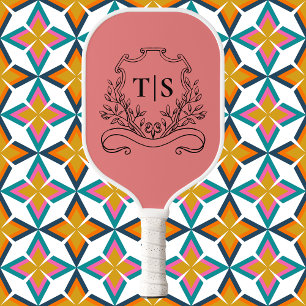 Korallenrosa Monogramm Initial Girly Klassisches W Pickleball Schläger
