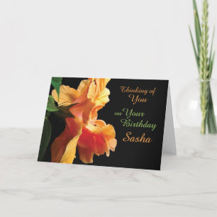 Korallenrosa, Pfirsich Orange Hibiskus-Blumen-Gebu Karte