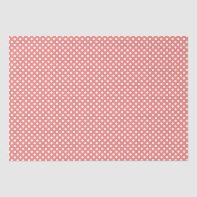 Korallenrosa Polka Punktes Muster Seidenpapier (Vorderseite)