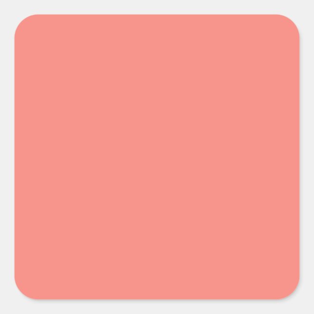 Korallenrosa Quadratischer Aufkleber (Vorderseite)