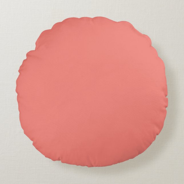 Korallenrosa Rundes Kissen (Vorderseite)
