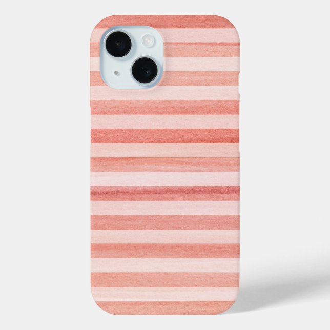 Korallenrosa Soft Stripes Wasserfarben Muster Case-Mate iPhone Hülle (Rückseite)