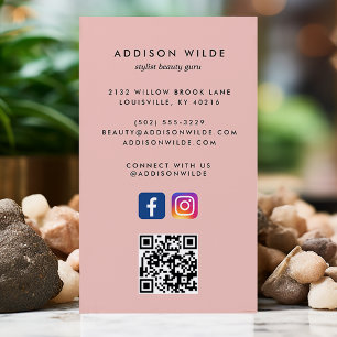 Korallenrosa Soziale Medien Instagram Facebook QR- Visitenkarte
