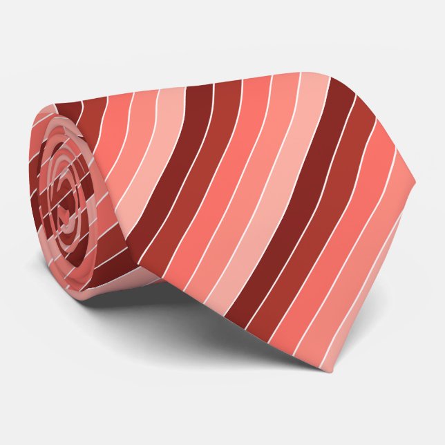 Korallenrosa Streifen Krawatte (Gerollt)