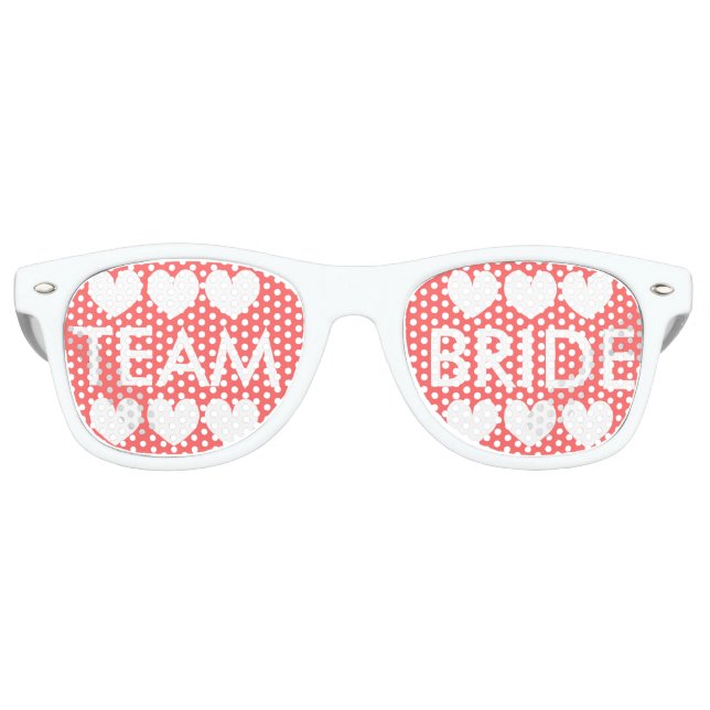 Korallenrosa Team Junggeselinnen-Abschied-Schattie Sonnenbrille (Vorderseite)