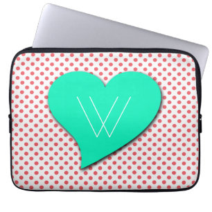 Korallenrosa Tupfen-Monogramm von Shirley Taylor Laptopschutzhülle