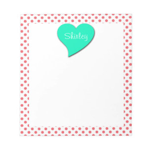 Korallenrosa Tupfen-Monogramm von Shirley Taylor Notizblock
