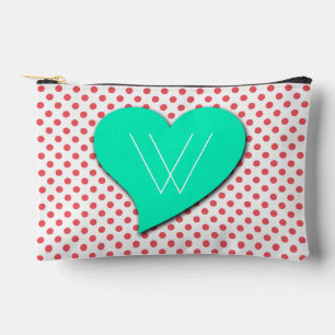 Korallenrosa Tupfen-Monogramm von Shirley Taylor Zubehörtasche