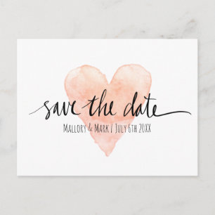Korallenrosa Typografie Save the Date Hochzeitskar Ankündigungspostkarte
