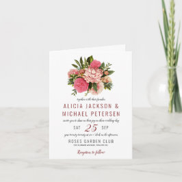 Korallenrosa und Blume mit Rosa und Rosa Einladung