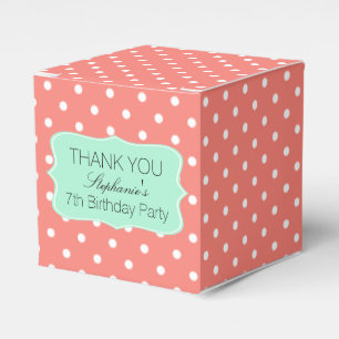 Korallenrosa und Minzgrün Polka Dot Birthday Party Geschenkschachtel