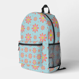 Korallenrosa und pulverblau delikate, daisate Blum Bedruckter Rucksack