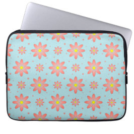 Korallenrosa und pulverblau delikate, daisate Blum Laptopschutzhülle