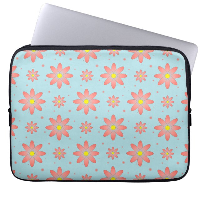 Korallenrosa und pulverblau delikate, daisate Blum Laptopschutzhülle (Vorderseite)