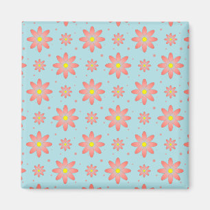 Korallenrosa und pulverblau delikate, daisate Blum Magnet