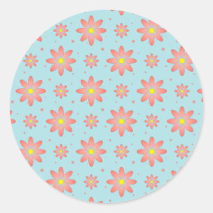 Korallenrosa und pulverblau delikate, daisate Blum Runder Aufkleber